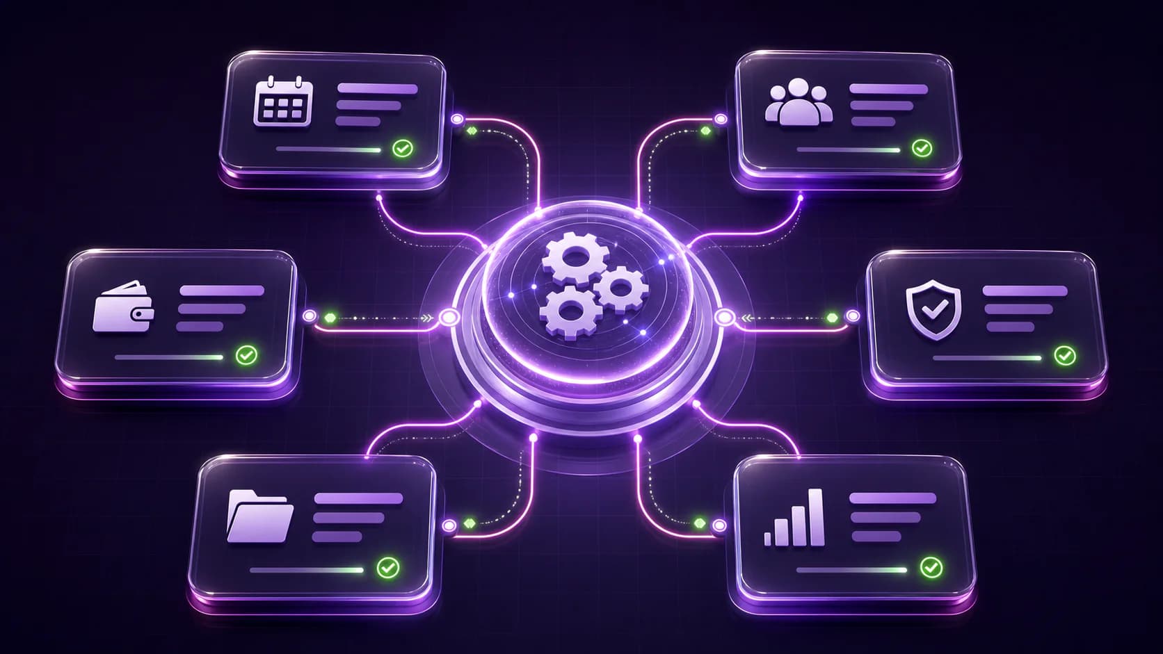 Connected automation modules converging on a unified workflow engine
