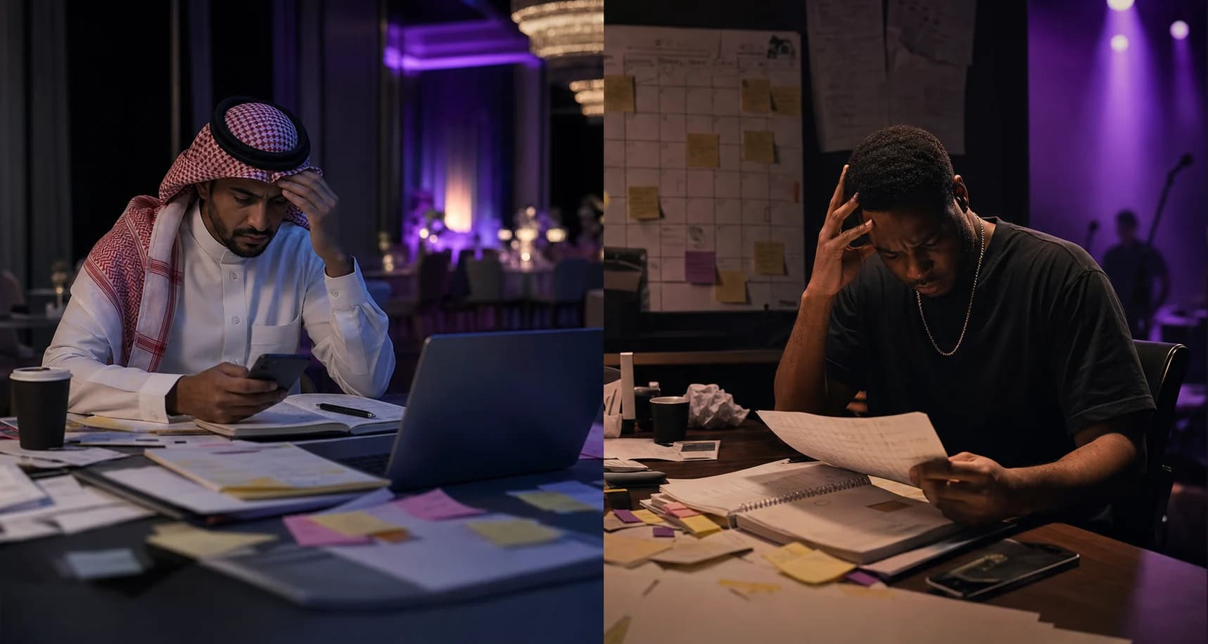 Event organizer and performing artist managing fragmented booking requests before Howwe