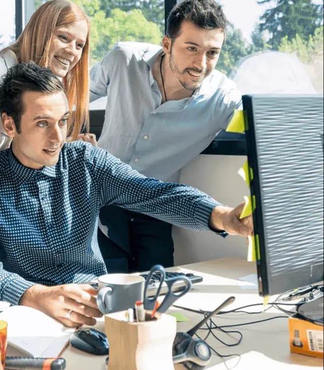 Team collaborating in office