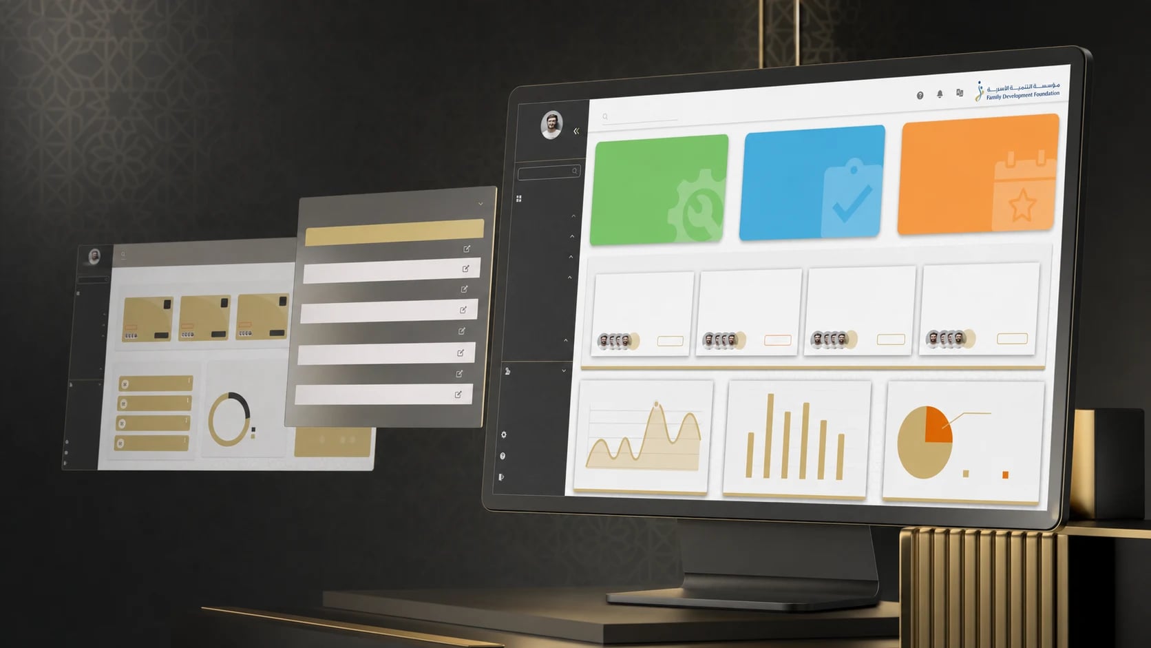 Family Development Foundation operations platform presented on a widescreen desktop display
