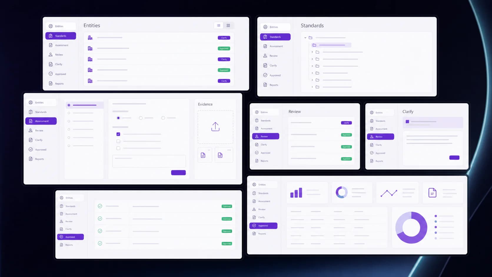 Digital maturity platform features for entities, standards, assessments, evidence, review, approvals, and reports Digital maturity platform features for entities, standards, assessments, evidence, review, approvals, and reports