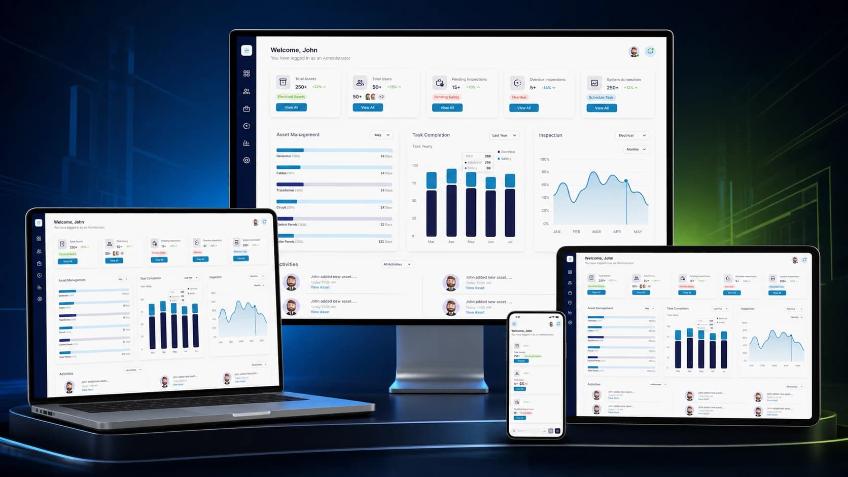 Kinetic Energy web and mobile product suite presented across desktop, laptop, tablet, and smartphone Kinetic Energy web and mobile product suite presented across desktop, laptop, tablet, and smartphone