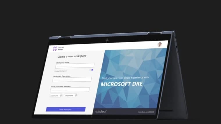 Micro Azure workspace request form with private-workspace and team-invitation controls Micro Azure workspace request form with private-workspace and team-invitation controls