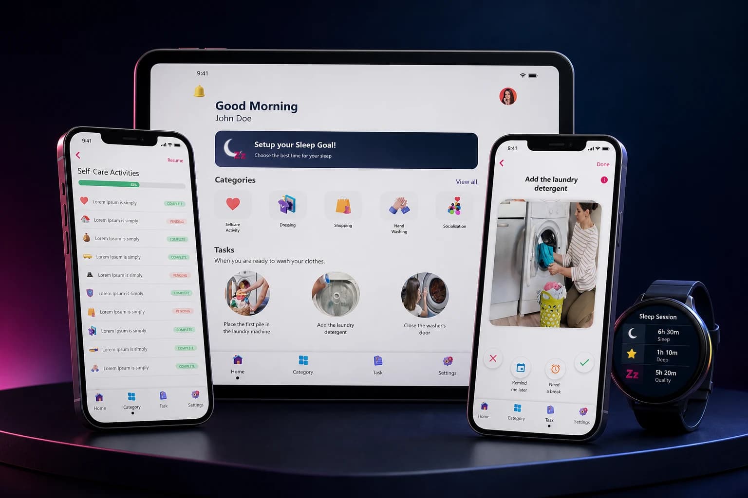 Revme wellbeing experience presented across multiple connected devices Revme wellbeing experience presented across multiple connected devices