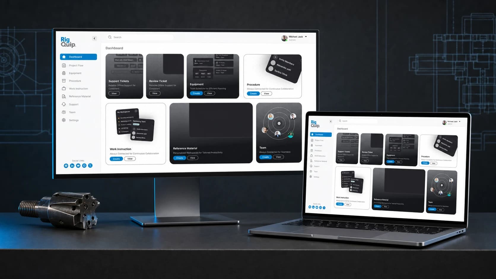 RigQuip product overview across a desktop monitor and laptop RigQuip product overview across a desktop monitor and laptop