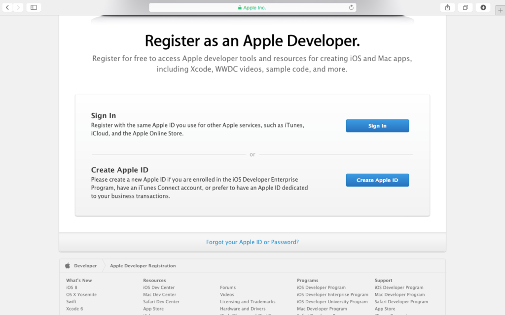 register as an apple developer