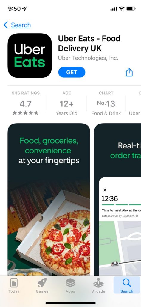 UberEats food delivery app US