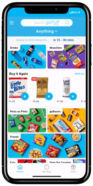 goPuff food delivery app